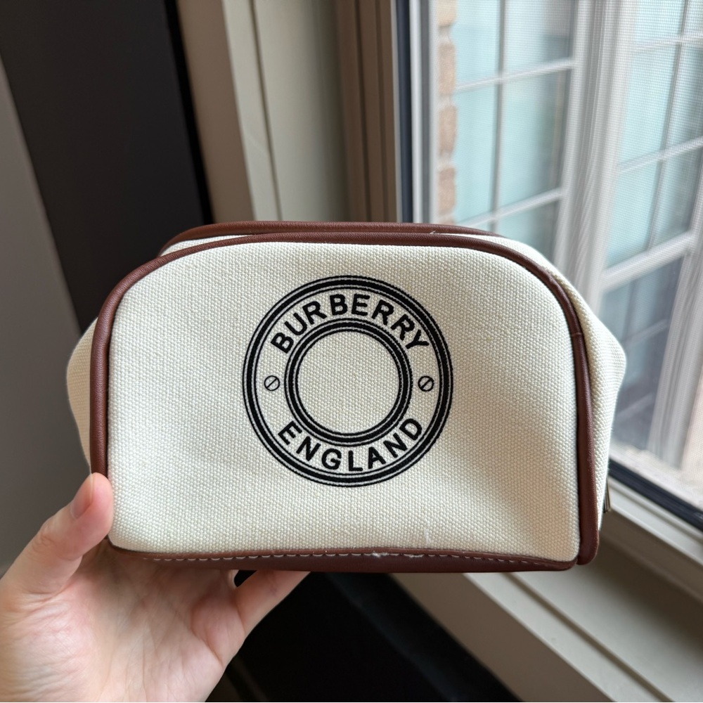 Burberry Off-White Canvas Small Travel Bag